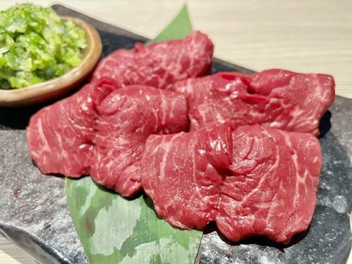 Beef tenderloin with salt and green onion