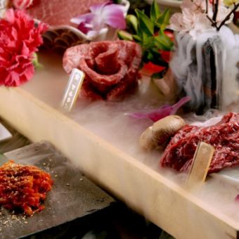 【誕生日・記念日・慶事】全9品 肉の4種盛りが付いた夜桜コース 【演出あり♪】