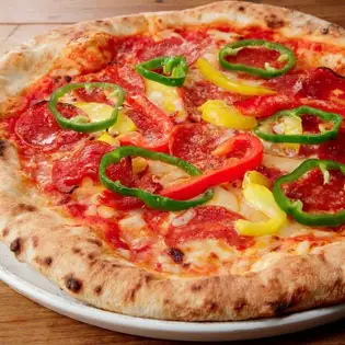 Pepperoni, salami, and paprika mixed pizza