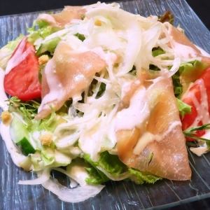 Raw ham Caesar salad