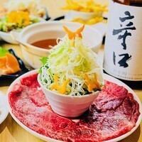 Aya course with wagyu beef shabu-shabu and 2 hours all-you-can-drink included 3,600 yen (tax included)