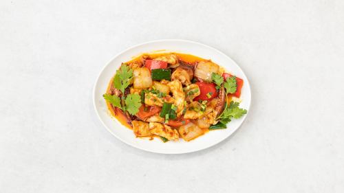 Stir-fried squid with Vietnamese chili oil