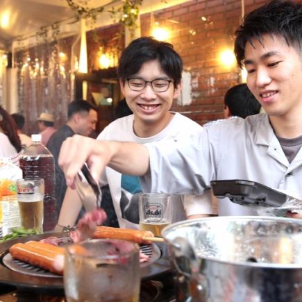 【반입 BBQ】＼BBQ기재&식기 첨부, 차가운 머그잔・얼음・탄산수 무료♪/1인 1시간 800엔