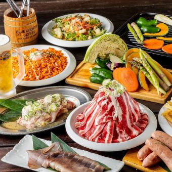 [Open-air rooftop terrace] 2 hours all-you-can-drink + "Large serving of beef ribs & chicken with salt and lemon" 9 dishes total 6,000 yen