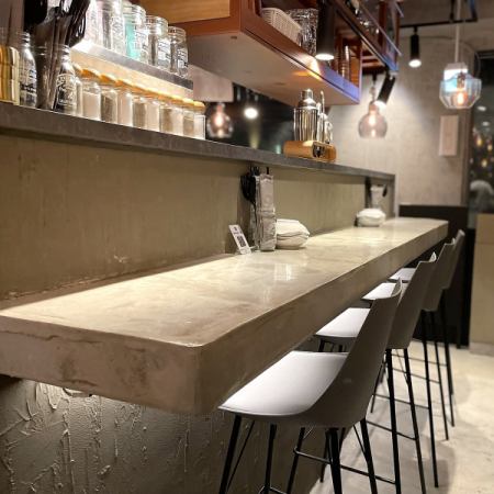 Counter seats inside the store