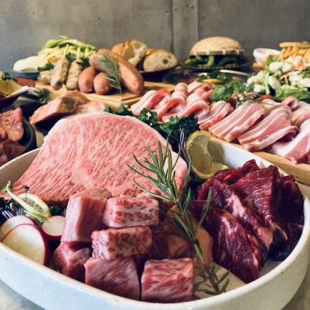 ◎ Premium carefully selected meat BBQ "Domestic A5 rank" carefully selected 4 kinds of Japanese black beef and beef tongue meatballs" 12 dishes 6,000 yen