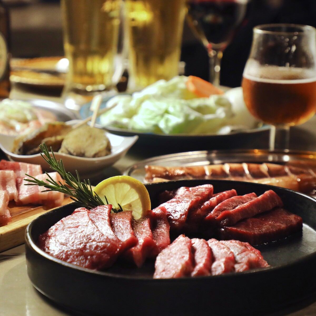 ◎プレミアム厳選肉BBQ『"国産A5ランク"黒毛和牛厳選部位4種盛り合わせ・牛タン入りつくね串・三元豚カルビ』etc… 全12品 6,000円