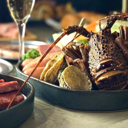 ◎プレミアム海鮮BBQ『伊勢海老・鮑(アワビ)・原木ベーコン・三元豚カルビ』etc… 12品 6,000円