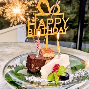 [+1,100 yen] Birthday plate♪ Comes with fireworks & name written in chocolate pen! Limited quantity, so order soon♪