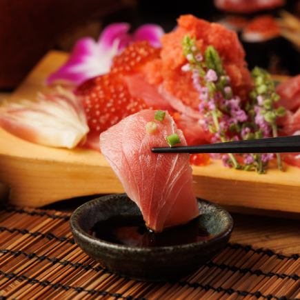 [Private room guaranteed ◎] 3 hours all-you-can-drink "Popular course" salmon roe, bluefin tuna sushi and oden <total 8 dishes> 4500 yen ⇒ 3500 yen