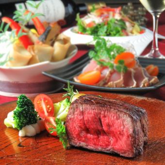 [包廂/各宴會]國產牛肉烤肉+國產豬肉涮鍋等主季雙人套餐120分鐘無限暢飲6,000日元
