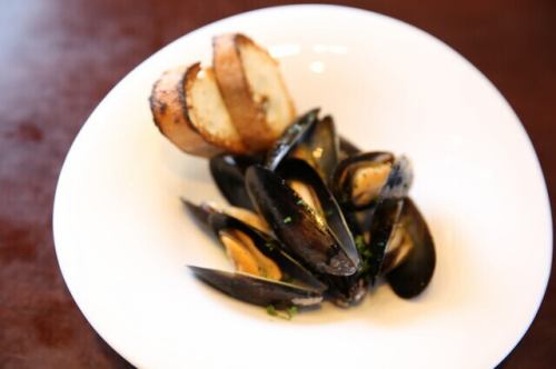 Raw mussels steamed in white wine