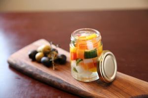 Homemade pickles and olives