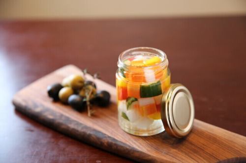 Homemade pickles and olives