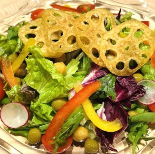 Vegan salad with colorful vegetables