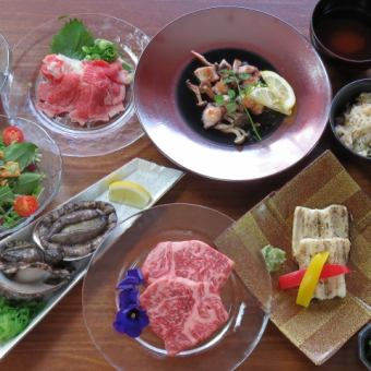 青髟高級套餐《星鰻、鮑魚、廣島牛沙朗牛排等》[共8道菜]11,000日圓（含稅）
