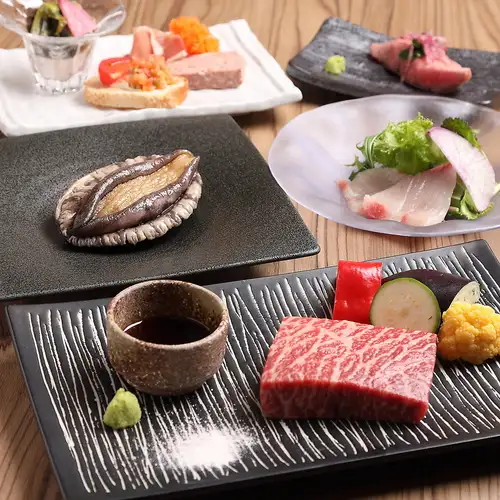 活アワビ&ステーキコース