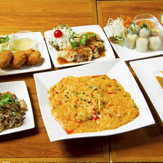 泰国人气7种料理♪附2小时无限畅饮【泰国享受套餐】6,000日元（含税）