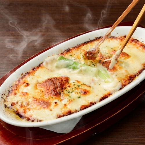 アスパラの２種チーズ焼きグラタン