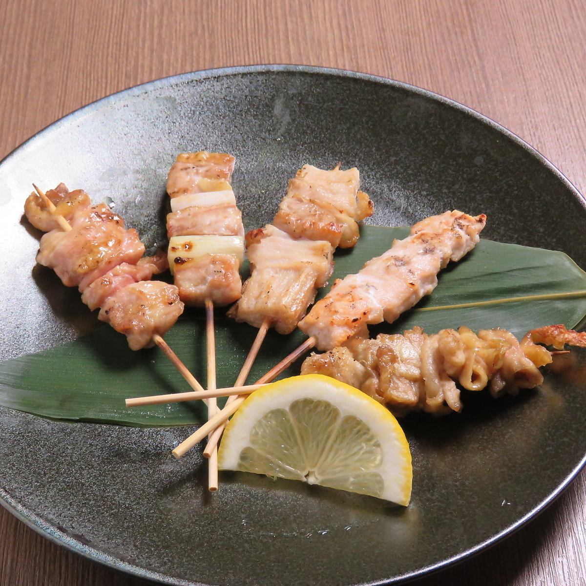 We have everything from standard yakitori to skewered Hakata vegetable rolls!