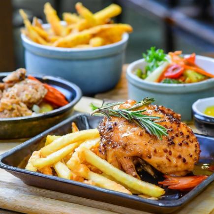 【日～木曜日限定！】ホームメイドローストチキン付き全6品コース　2時間飲み放題　3480円