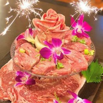 【인스타 감성 발군◎생일이나 기념일 축하에♪】고기 케이크 5000엔(부가세 포함) 약 2인분