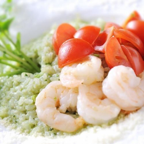 Green risotto with watercress