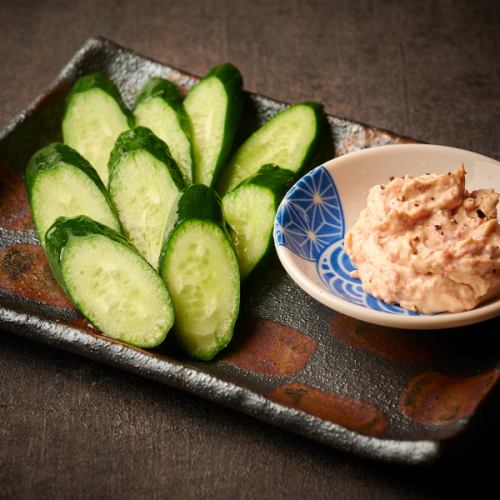 Seared cucumber and corned beef mayo