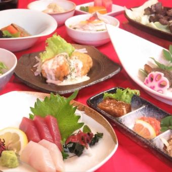 [Food only] 12 dishes including charcoal-grilled local chicken and yuan-yaki Spanish mackerel, etc. "Naburra Kaiseki Course" 4,000 yen