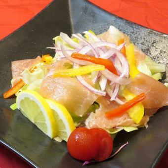 raw ham bacon salad