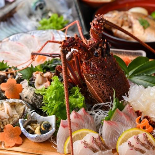 【3小时无限畅饮】“极光”刺身拼盘 龙虾×8盘 扇贝、金眼鲷、天妇罗“Rurikai” 10,940日元 ⇒ 10,000日元