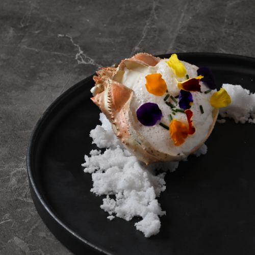 蟹のタルタル トマトのバブル