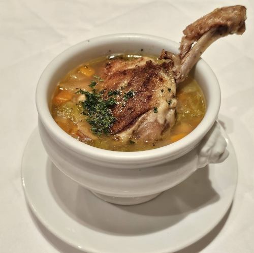 Duck confit and vegetable stew