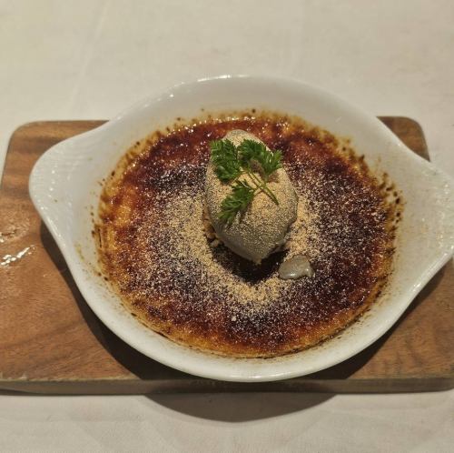 Sweet potato brulee with black sesame ice cream