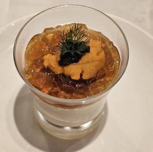 10. Luxurious mousse made with raw sea urchin and salmon roe