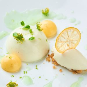 47.バジルとレモンのムース　ヨーグルトソルベ添え