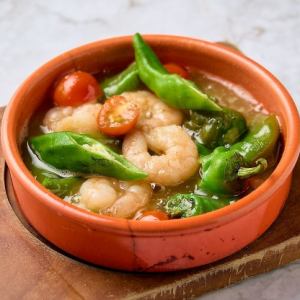 Shrimp and seasonal vegetable ajillo