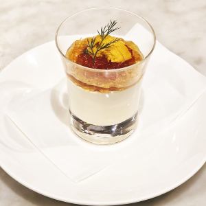 Luxurious sea urchin and salmon roe mousse