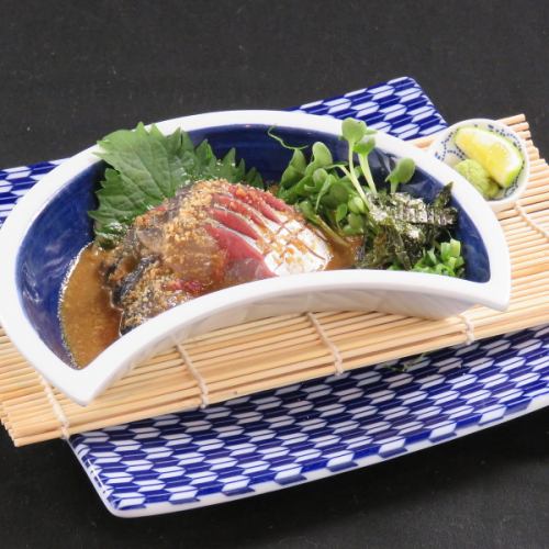 A plate of Hakata specialty sesame mackerel