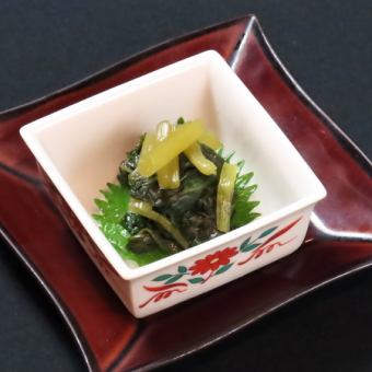 Wasabi leaves pickled in soy sauce