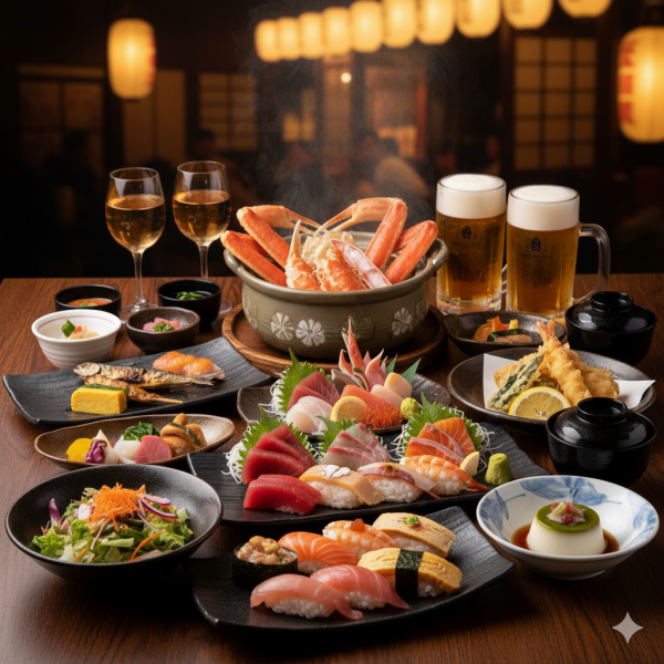 【満足度◎】新鮮な旬の味覚と蟹・寿司!充実の「おまかせコース」全10品