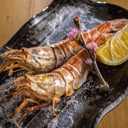 Grilled Mosa shrimp with salt