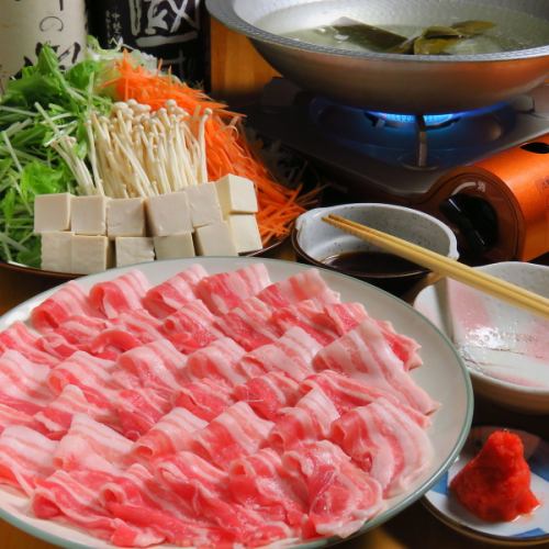Pork and green onion shabu-nabe