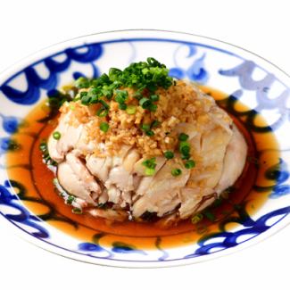 Steamed chicken onion ginger sauce