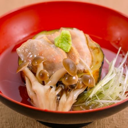 Cleaned Crab Shinjo / Duck and Rice Eggplant with Kudzu