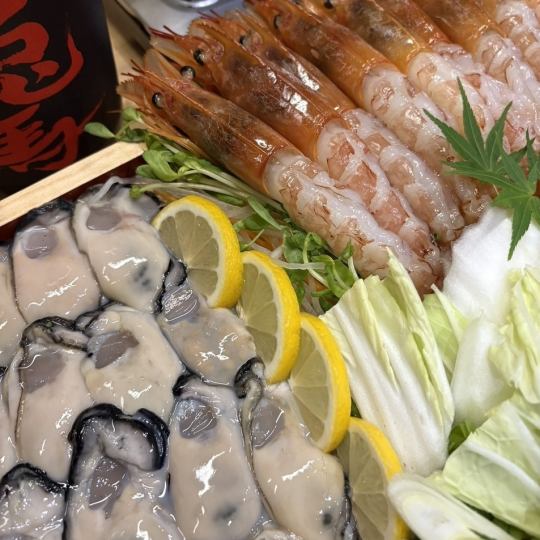 【仅限12月】极致奢华★广岛牡蛎红虾涮涮锅/腌制烤牛小排,共7道菜,6500日元