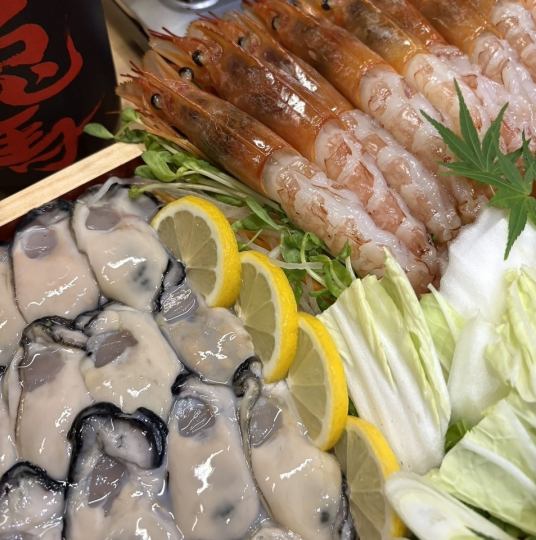 【仅限12月】极致奢华★广岛牡蛎红虾涮涮锅/腌制烤牛小排,共7道菜,6500日元