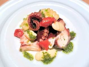 Octopus and sun-dried tomato basil sauce