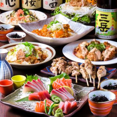 [May] Fresh fish platter/fried chicken with mayonnaise sauce/2 kinds of skewers, etc. 8 dishes, 120 minutes, all-you-can-drink, 3,980 yen (tax included)