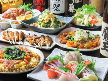 [July and August] Fresh fish platter/fried chicken with sweet and sour sauce/two kinds of skewers, etc. 8 dishes, 120 minutes, all-you-can-drink, 4,000 yen (tax included)
